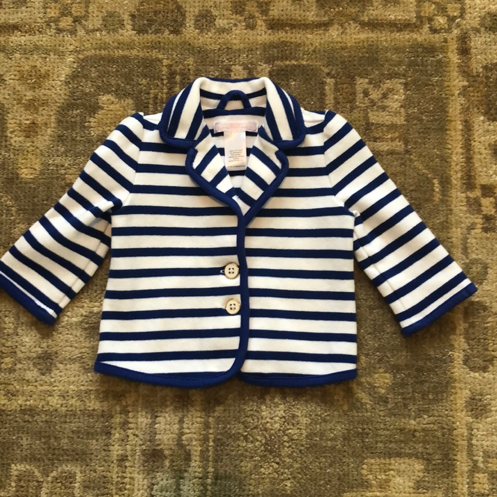 Janie & Jack blue white stripe blazer 3/6m